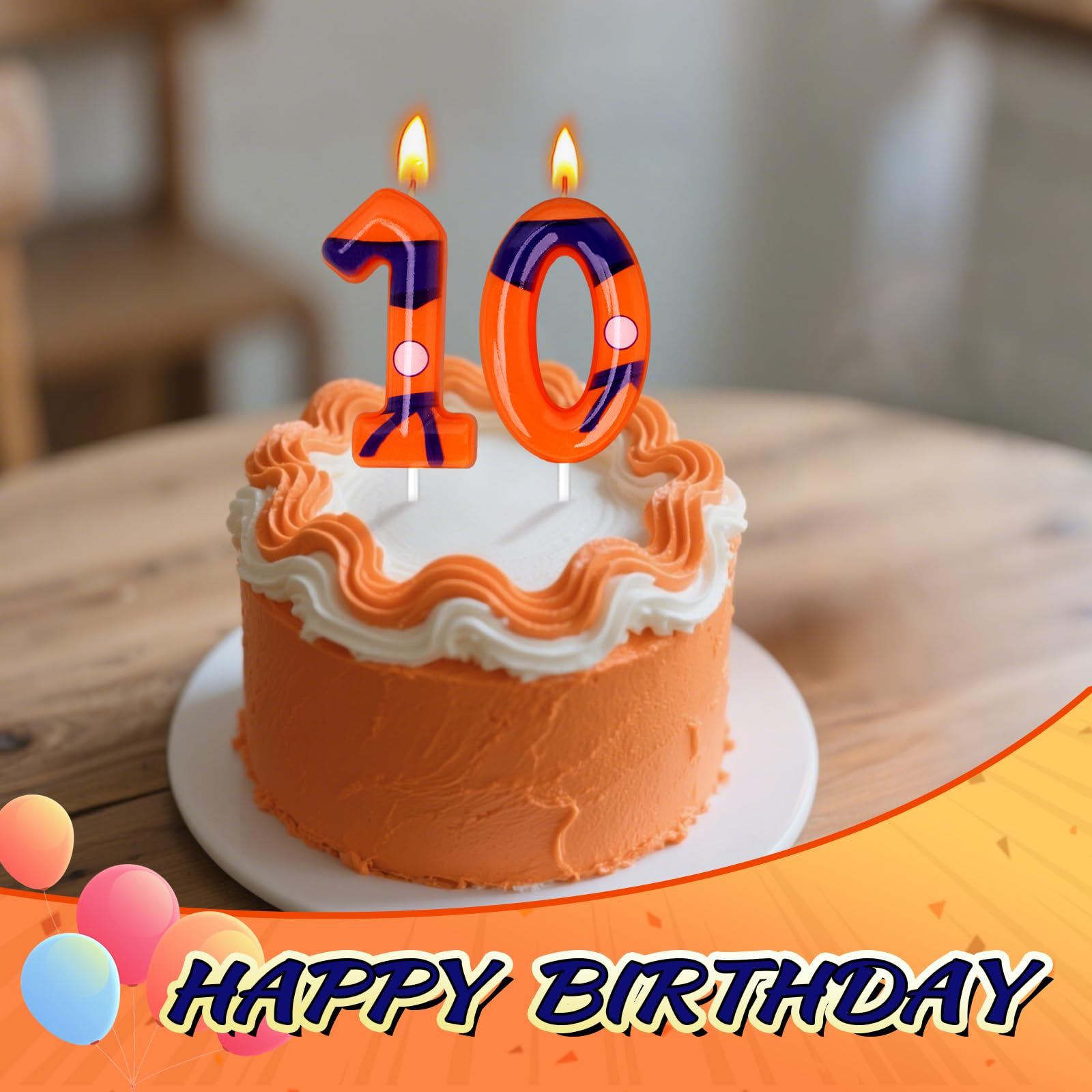 Velas de cumpleaños naranja de anime, velas de números para fiesta de cumpleaños, suministros de decoración de pasteles (naranja, número 10)