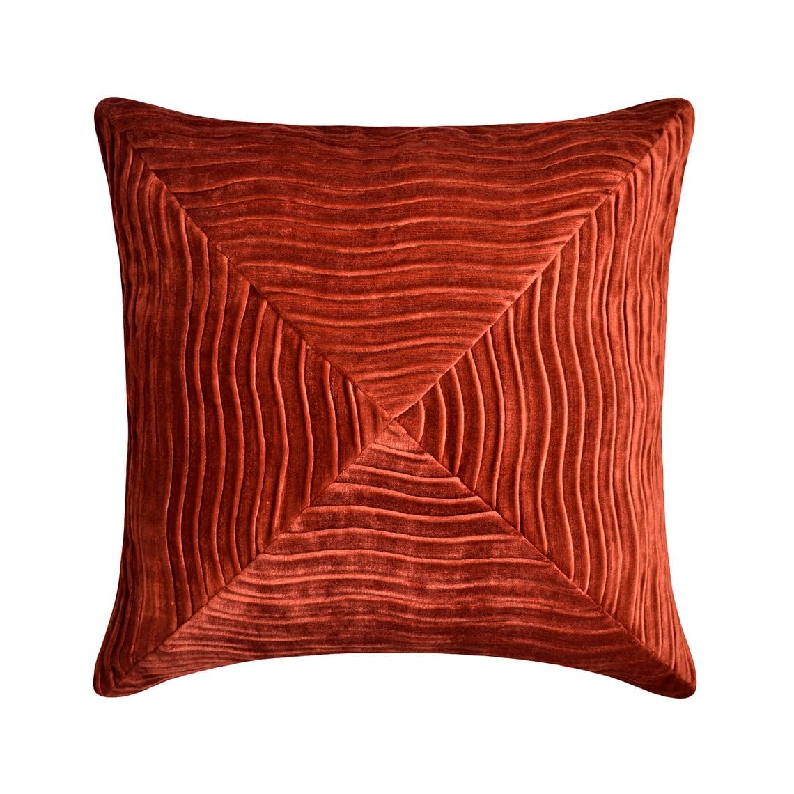 The HomeCentric Decorative Toss Cushion Covers Rust 35x35 cm (14"x14") Velvet Striped, Textured & Patchwork Pillow Covers For Sofa, Geometric Modern Style - Centric Wrap โ image 1