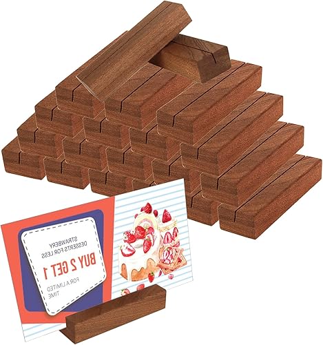 SHUESS 20 tarjeteros de madera de nogal, 3.94 x 1.18 x 0.79 pulgadas, soportes de madera de acrĂlico para nĂşmeros de mesa, tarjetas de mesa de SHUESS 20 tarjeteros de madera de nogal, 3.94 x 1.18 x 0.79 pulgadas, soportes de madera de acrĂlico para nĂşmeros de mesa, tarjetas de mesa de