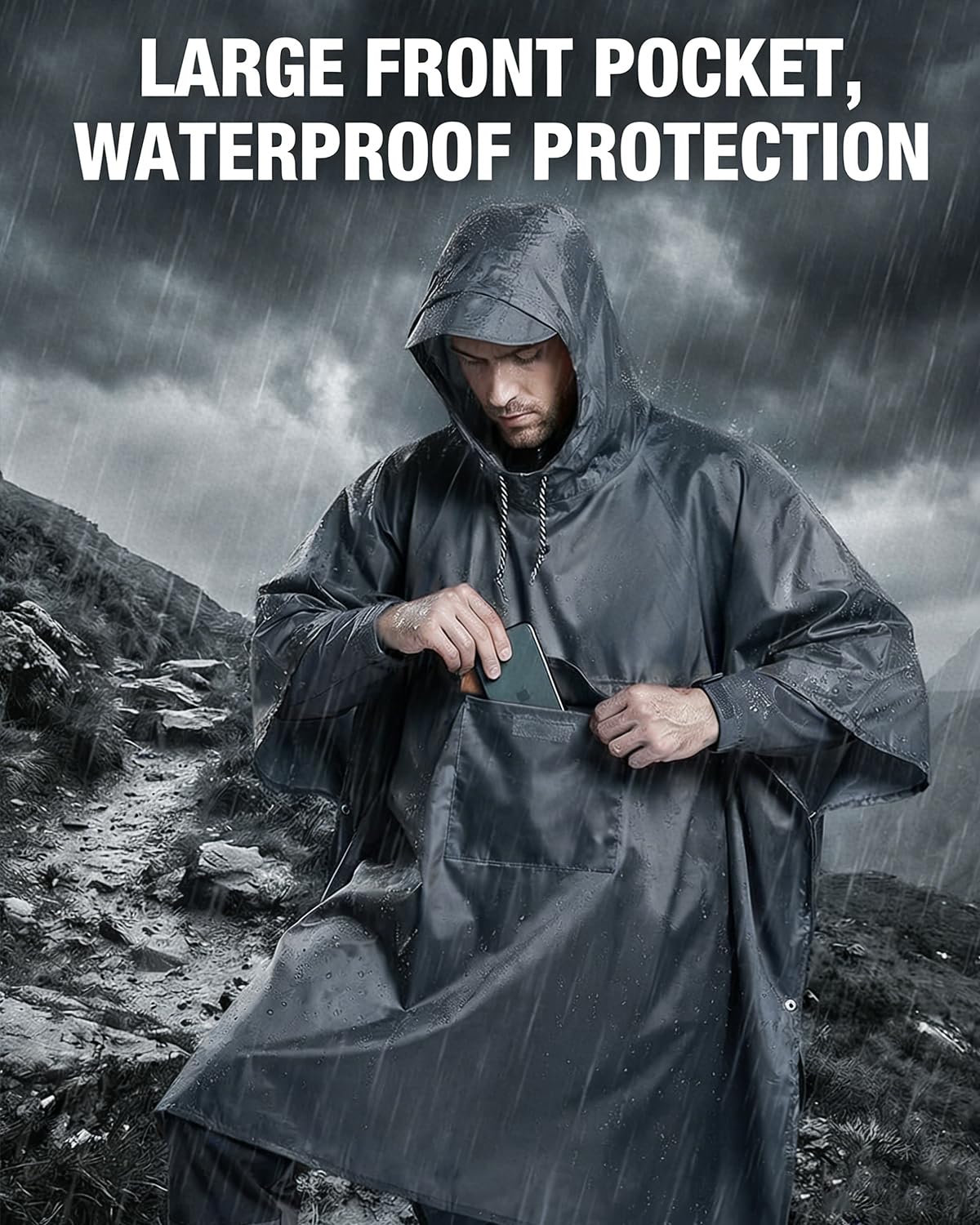 Victoper Poncho imperméable pour adulte, poncho de pluie réutilisable pour adulte, léger, imperméable, pour randonnée, camping, cyclisme, voyage