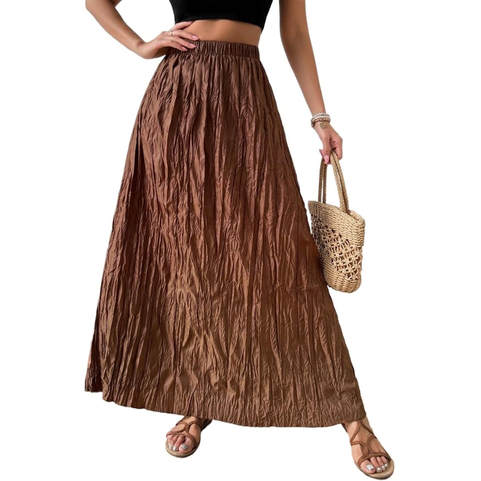 Amazon.com: KrrNFYSG Casual Long Skirt Ruffle Hem Long Skirt