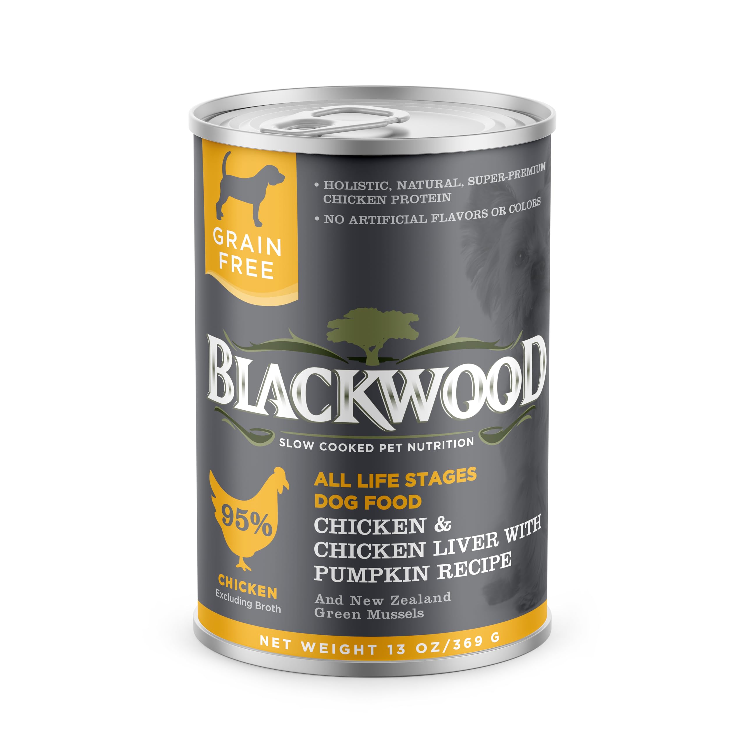 Blackwood Wet Dog Food, Chicken & Chicken Liver with Pumpkin, 13 Ounce Can (Pack of 12), Slow Cooked, Grain Free