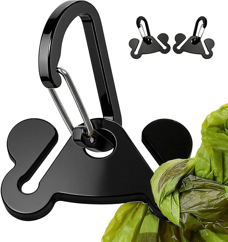 Suporte para Saco de Fezes de Cães em Plástico Hilihali Preto com Clipe, Pacote com 2