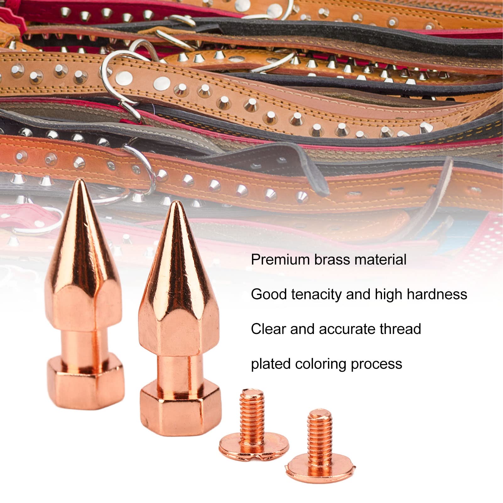 JEOZBM 100 Sets Nieten und Spikes, Kegelförmige Spikes Aus Roségoldenem Metall, Punk-Kleidungsspikes, Schraubnieten, Nieten für DIY-Schuhe, Gürtel, Taschen, Kleidung(8 * 26mm-Roségold)
