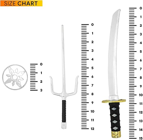 Miniatura 5 de Skeleteen Ninja Sword Toy Set - Fighting Warrior Costume Set with Katana Swords, Sai Daggers, and Shuriken Stars - 6 Pieces