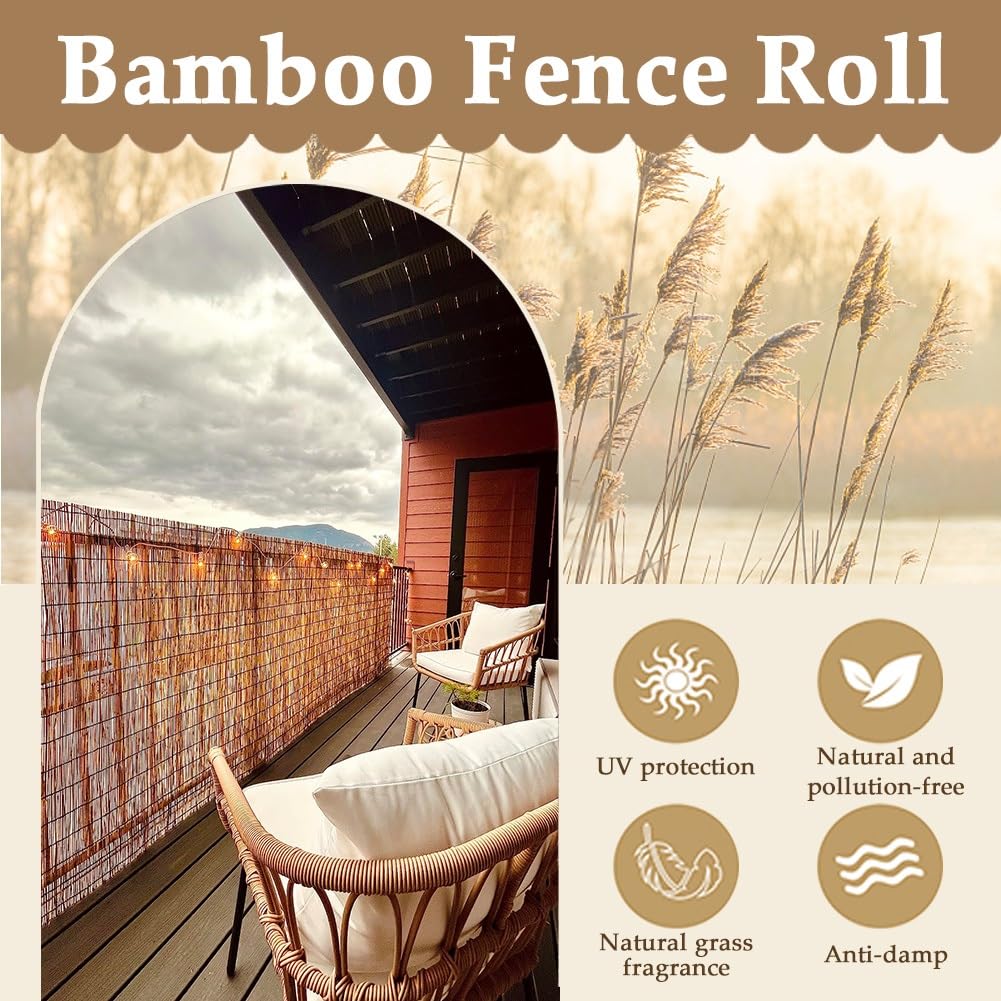 Bambusowy parawan ogrodzeniowy o wysokości 50-160 cm wysokości 70 x 1000 cm zewnętrzny balkon / dekoracja basenu naturalna bariera do ochrony podwórza/dachu