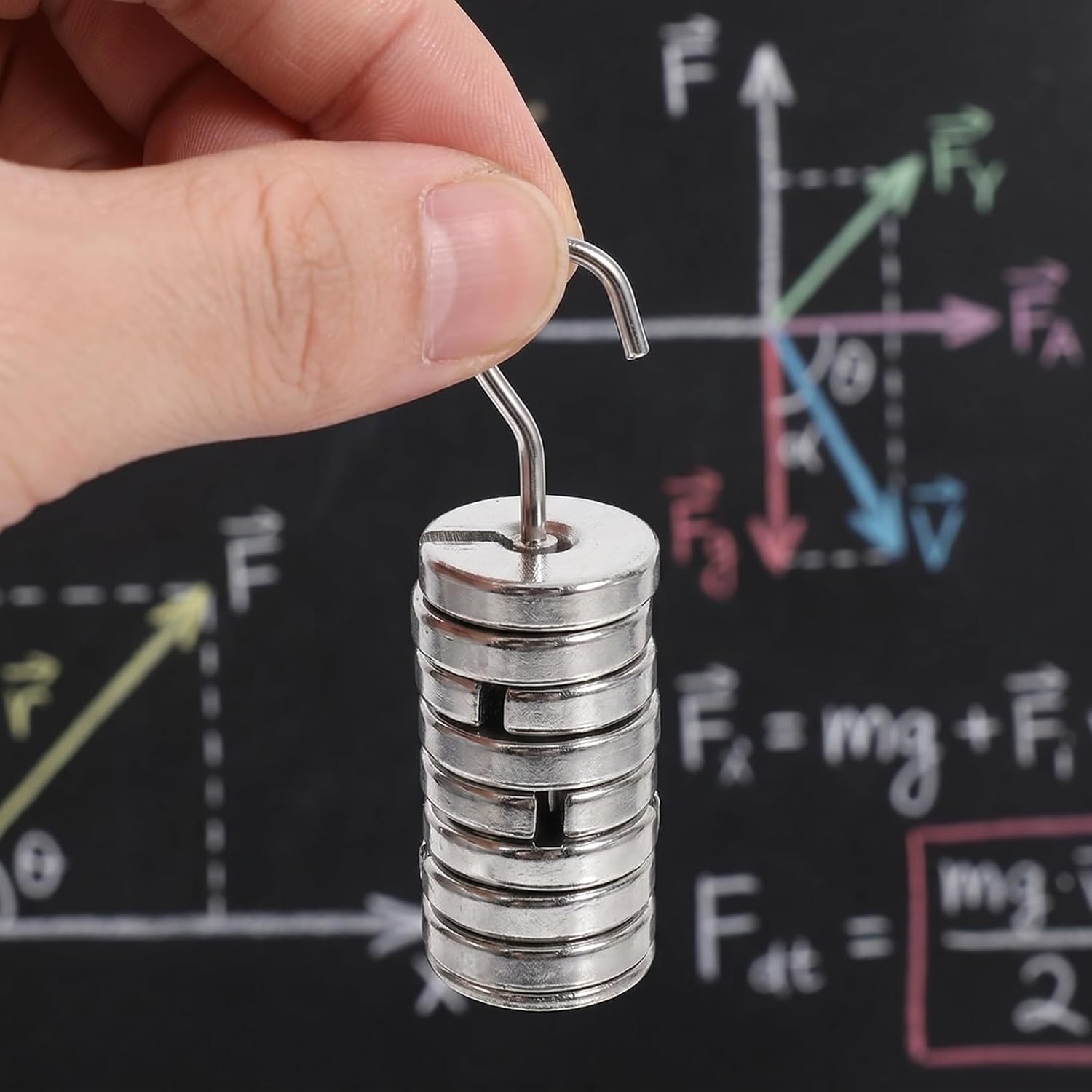 Cabilock Laboratory Slotted Weights Set Chromium-Plated Metal Slotted with Hooks 18 Pieces 10g Each for Equipment Balancing Precise Calibration Jewelry Making Handicraft Use