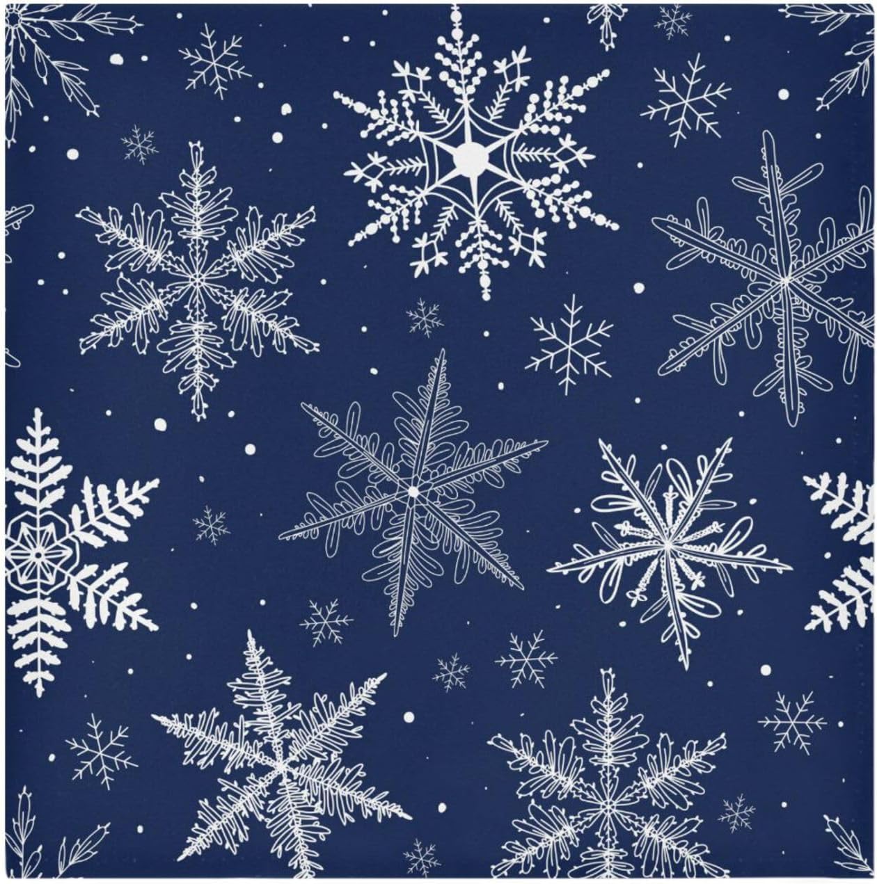 White Snowflakes Winter Cloth Napkins Set of 6 Blue