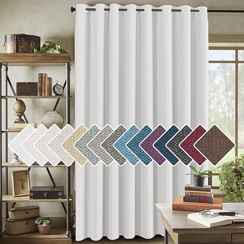 H.VERSAILTEX Cortina de lino para oscurecer la habitación para puerta corrediza (100 pulgadas de ancho x 108 pulgadas de largo, cortina divisora de