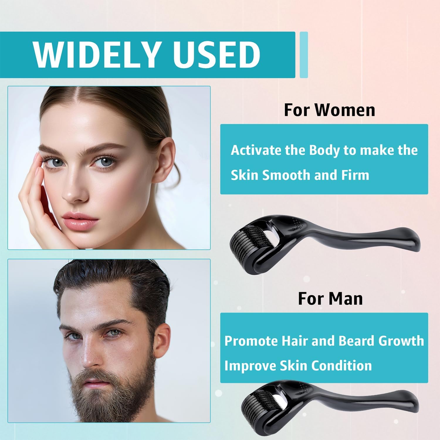 2 PCS Derma-Roller Microagujas, 0.5mm Rodillo Derma Rodillo de Afeitado Mikroneedling Derma-roller Cabello Pelo Barba Herramientas de Aseo para Anti-Edad Hombre Mujeres Profesional Microagujas