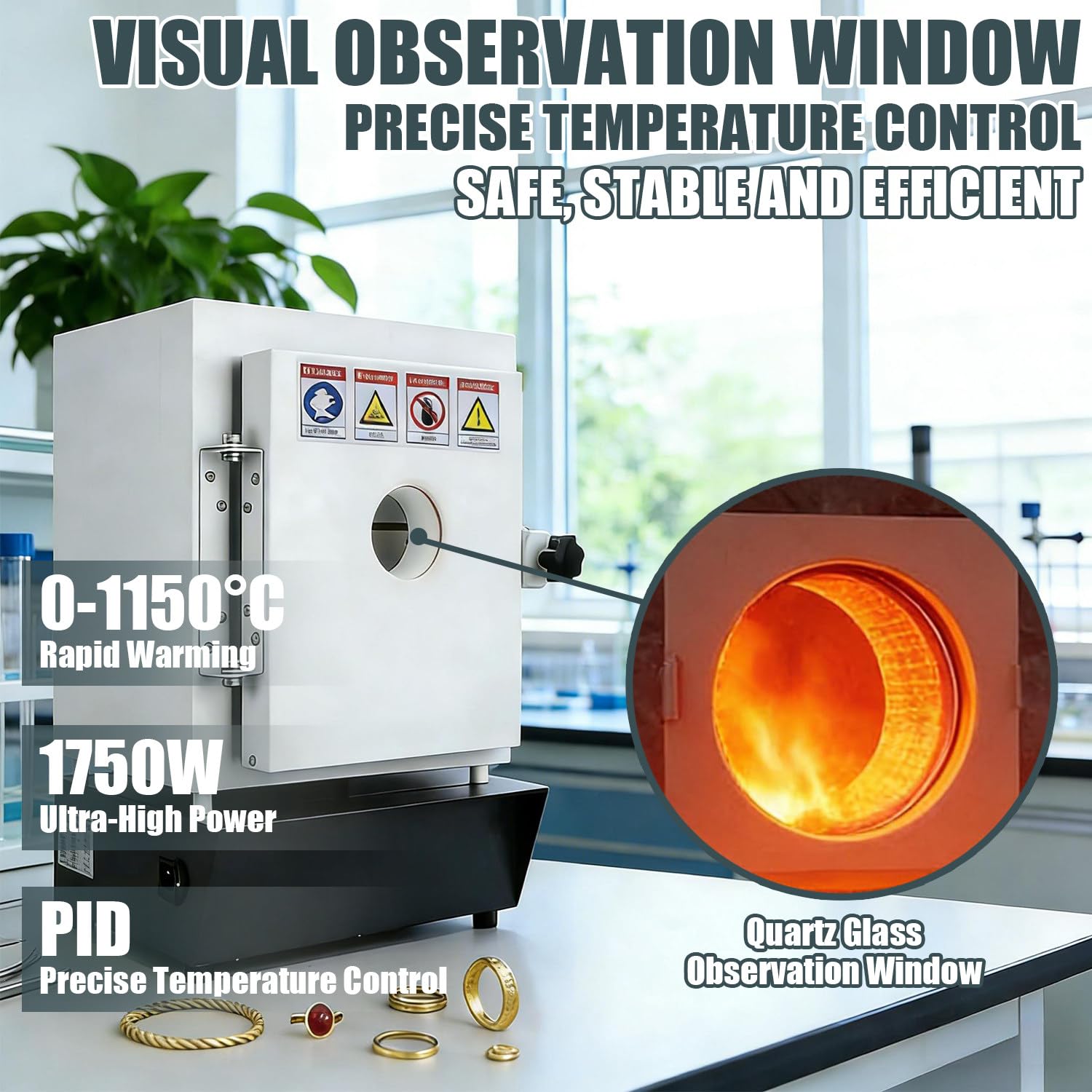 Keramikbrennofen Elektrisch, 1750 Brennofen Ton Keramik Zuhause, 0–1150 °c Einstellbar, Dreiseitige Beheizung, Mit LED-Display Und Beobachtungsfenster, Pid-Digitalregelung