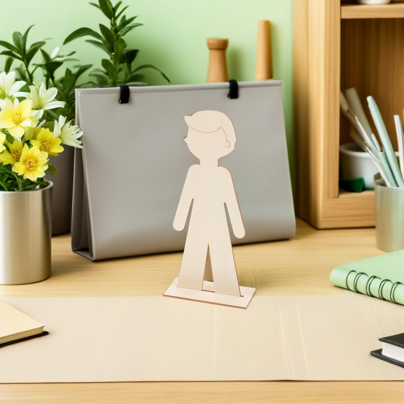 Angoily de Recortes de Madera sin Terminar Forma de Niño Beige 40 Piezas Segura y Duradera para Manualidades Escolares y Decoración Creativa