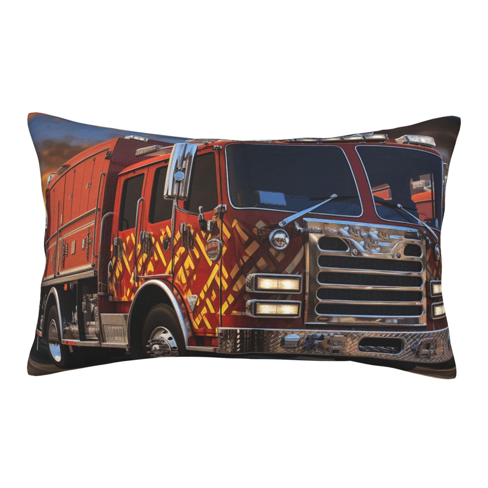 Velvet Pillowcases 14"x20" Ultra Soft Breathable Pillow Cases, Luxury Fuzzy Throw Pillow Covers with Zipper, Fire Truck Pillow Shams All Seasons Decorative Cushion Cases for Couch