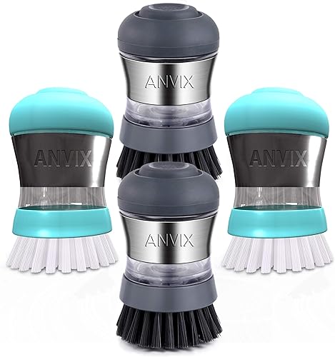 Paquete de 4 cepillos de palma dispensadores de jabón (color tiffany, 2 unidades) (color gris, paquete de 2)