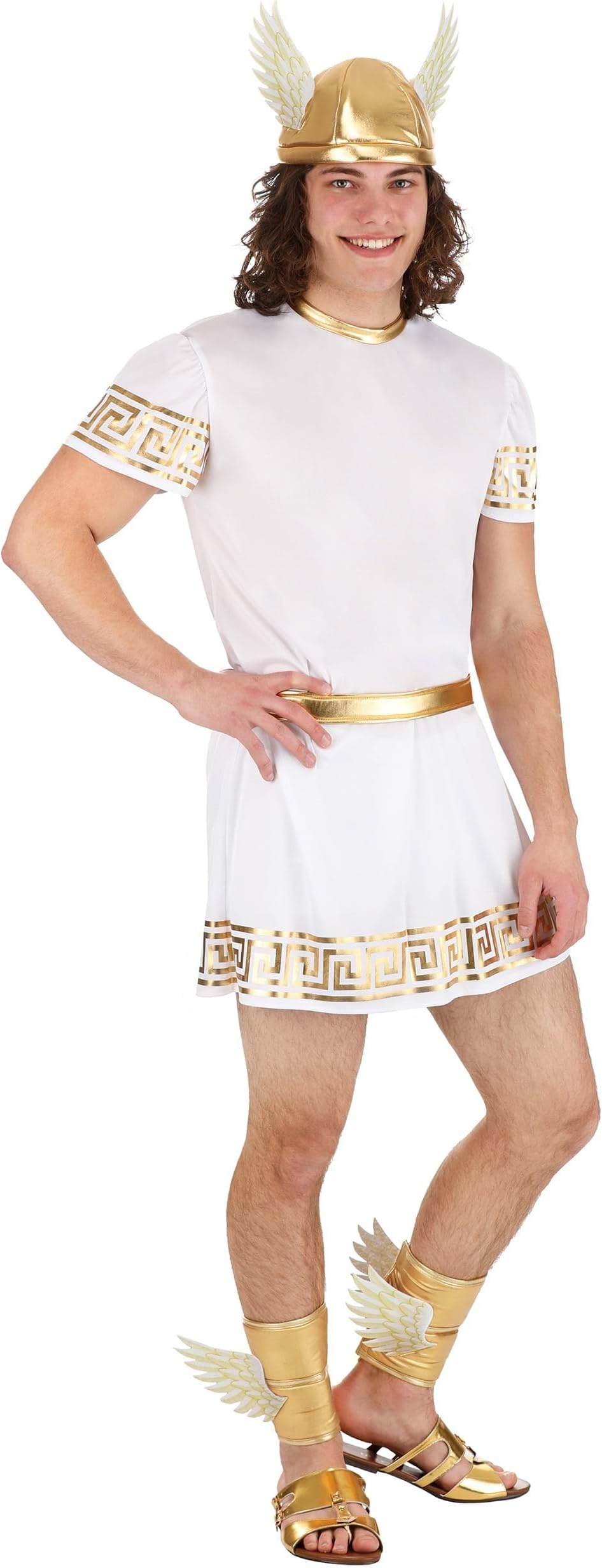 Men's Hermes Costume | Adult Ancient Greek God Cosplay Outfit - Olympian Deity Hermes Halloween Costume