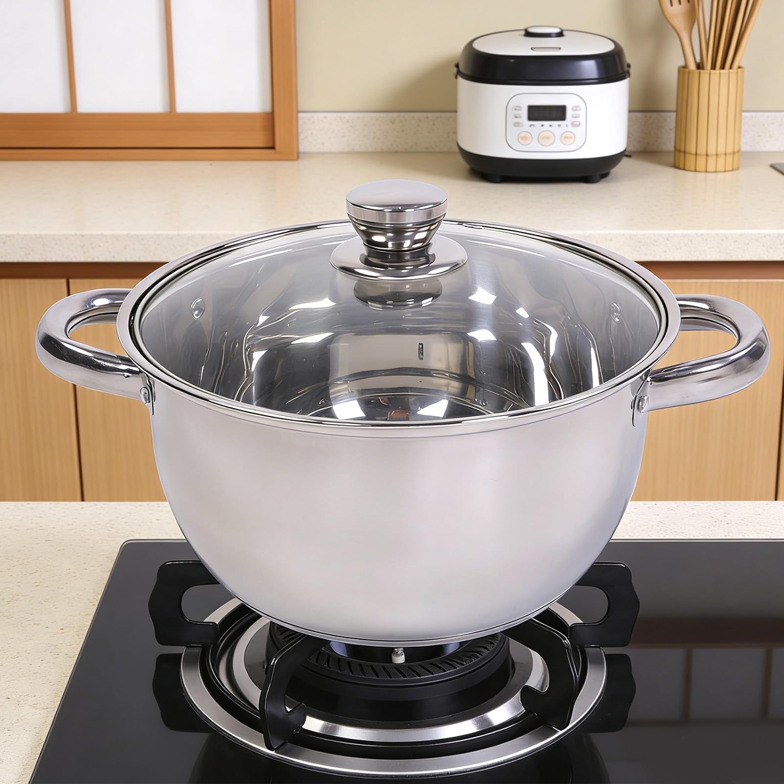 Jectse 15-teiliges Kochgeschirr-Set aus Edelstahl, Töpfe und Pfannen-Set mit Deckel, Küchen-Kochgeschirr- Zum Kochen, Kochutensilien aus Edelstahl, Kochutensilien für die Küche