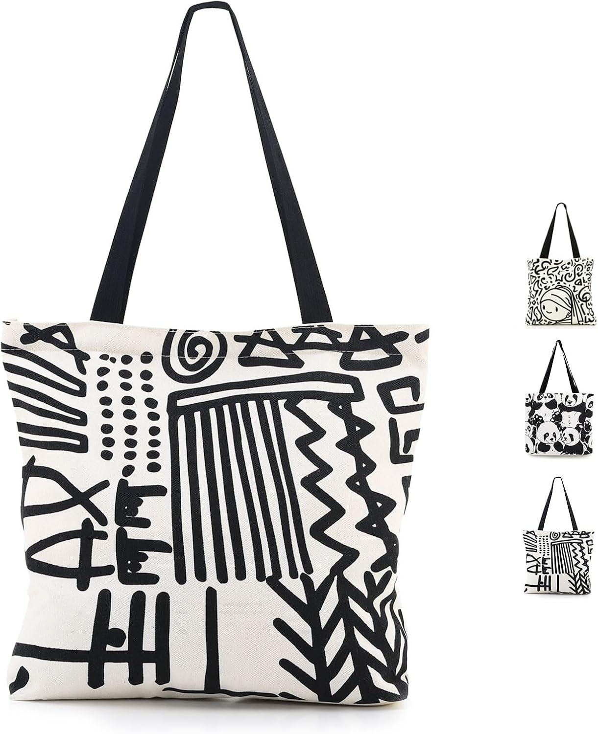 Women’s Canvas Bag, Aesthetic Handbags with Zipper Travel Shoulder Bags Shopping Handbags with Inner Pockets