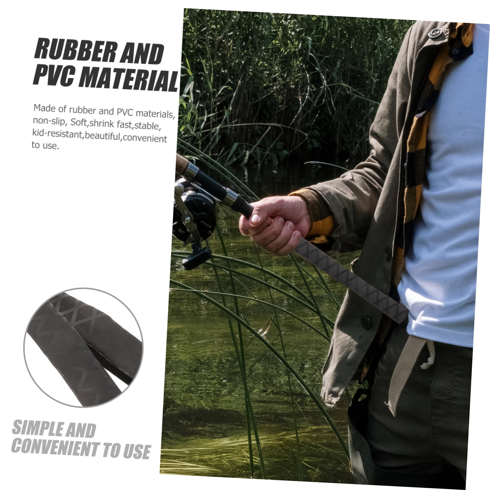 UPKOCH Cintura di avvolgimento dell'asta di Pesca Calore Manica Marino Presa Maniglia Tubazione Tubi termoretraibili elettrici corredo Elettrico PVC Gomma Nero