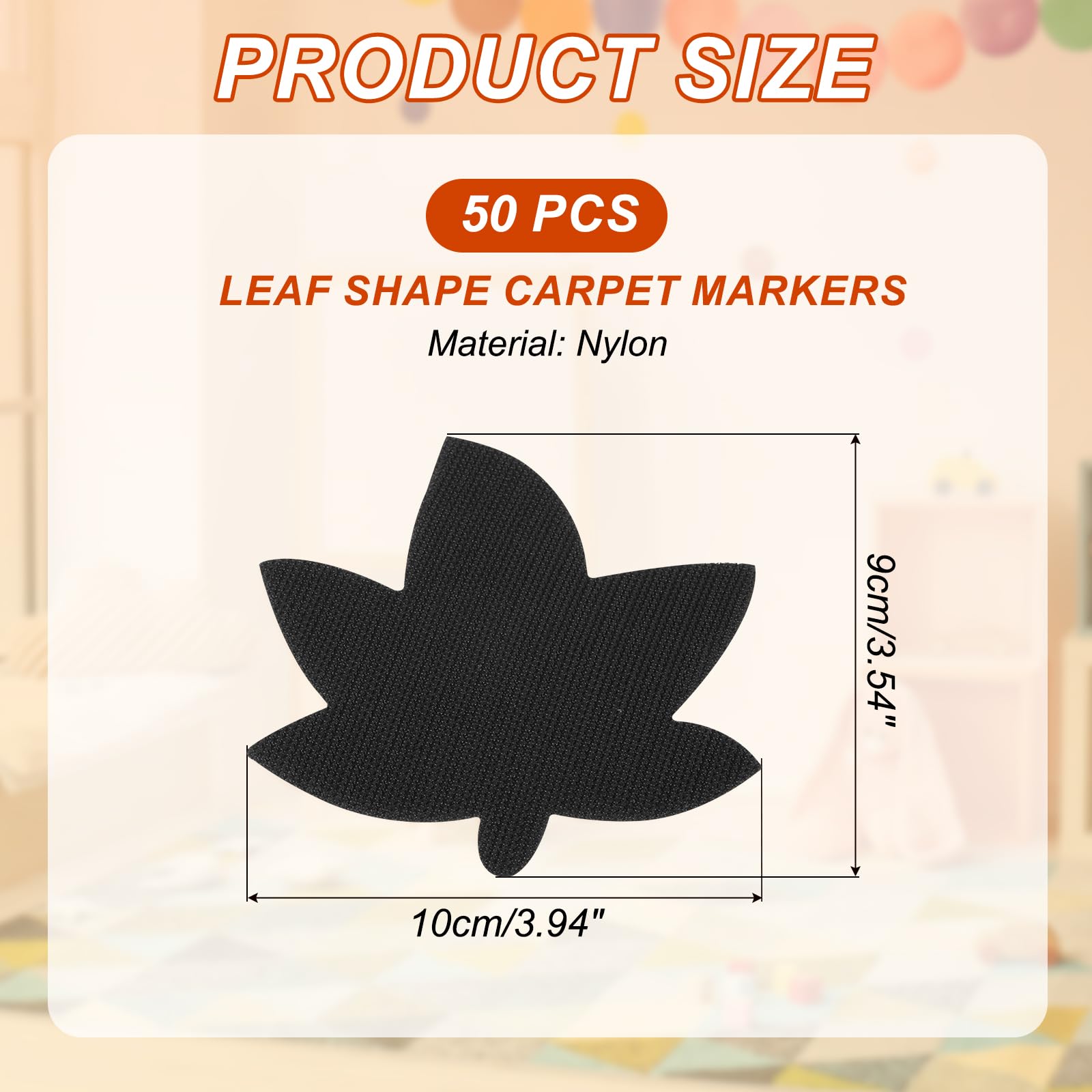 PATIKIL 4 Inch Carpet Spot Markers, 50Pcs Leaf Shape Floor Dots Markers Carpet Spots for Classroom Decoration Elementary Preschool Supplies, Black - Image 2