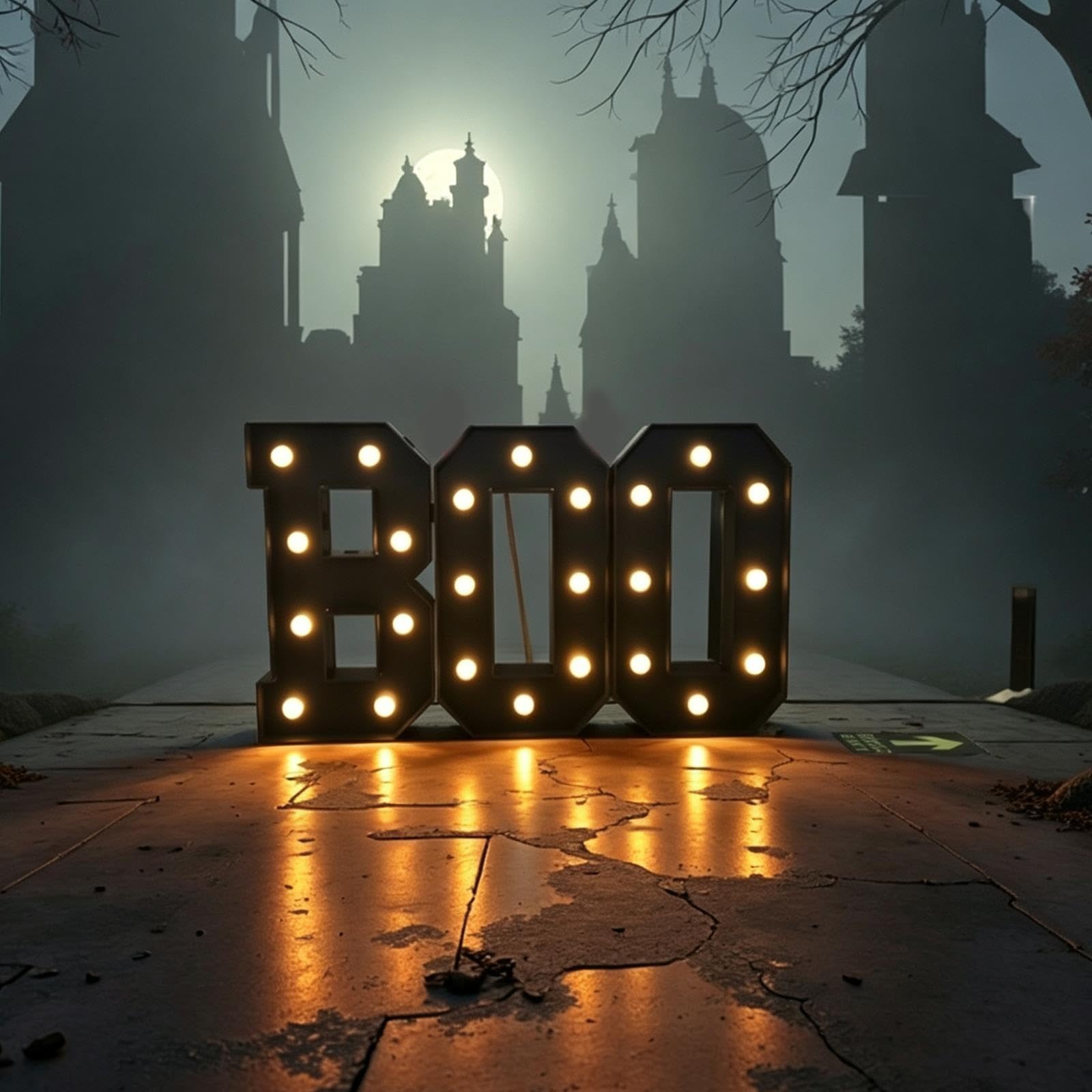 2,3/3,3/4FT BOO Znak Podwórkowy Namiot Literą, LED Halloween Outdoor Decora