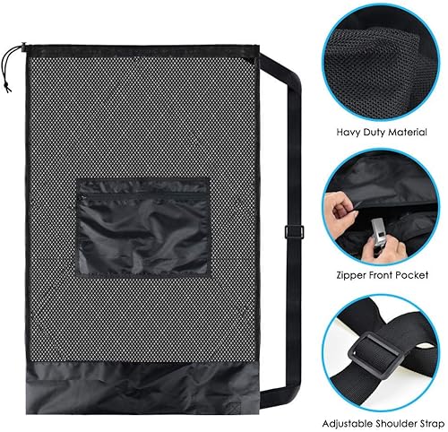 Miniatura 3 de BROTOU Bolsa de malla para pelota deportiva extragrande, 5 unidades, con correa de hombro ajustable, bolsas de cordón de alta resistencia, bolsas de