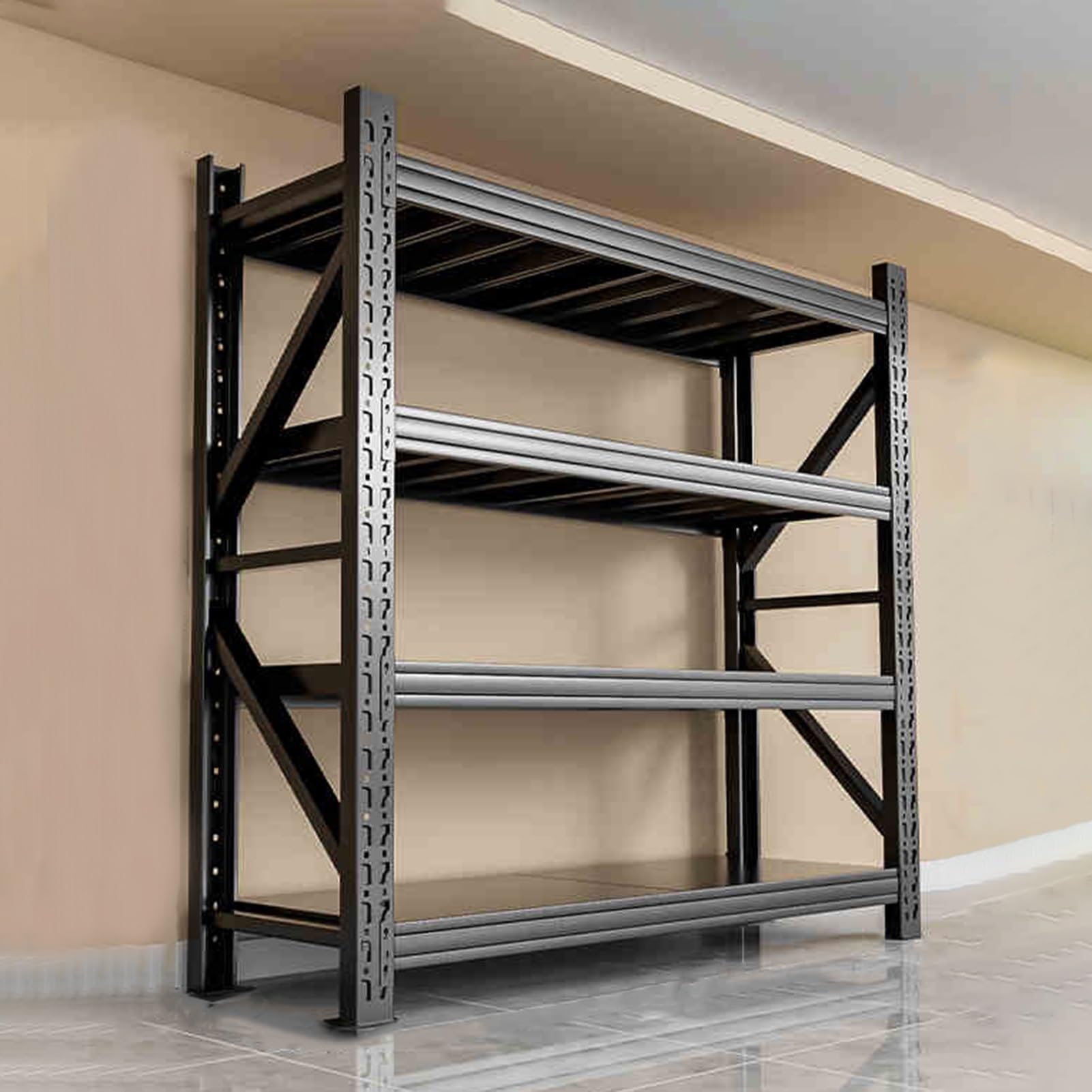Scaffalatura in acciaio regolabile a 4 ripiani per impieghi gravosi Versatile scaffale salvaspazio per casa e ufficio Orgaion soluzione di archiviazione durevole e robusta