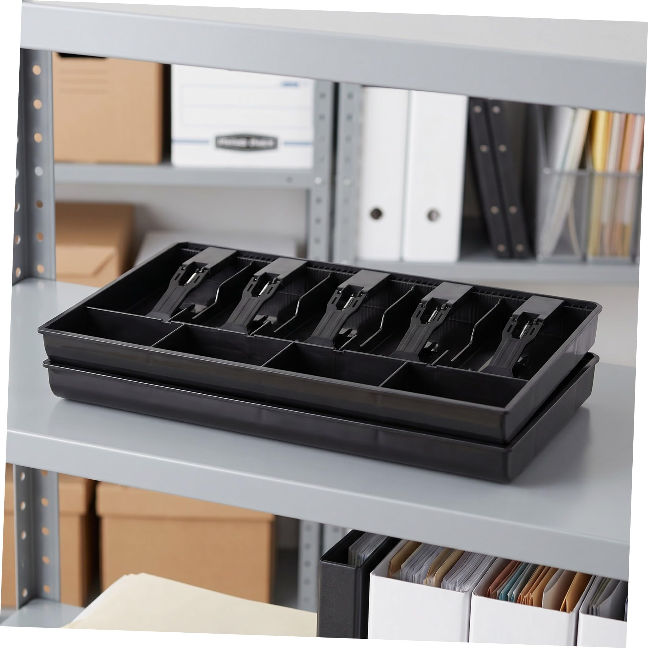 2 Pezzi Vassoio in Resistente Cassetto Porta Contanti con Scomparti per Cassa Organizzatore per Banconote e Monete per Negozi e Uffici