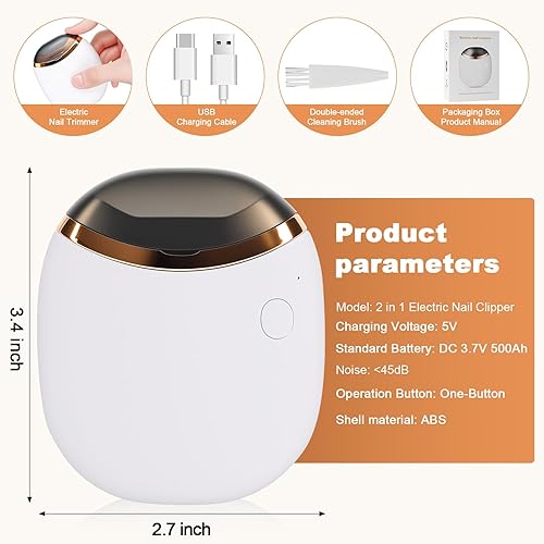 Miniatura 5 de Cortaúñas eléctrico, cortaúñas automático, 2 velocidades ajustables, recargable por USB, seguro y automático para bebés, adecuado para bebés, niños,