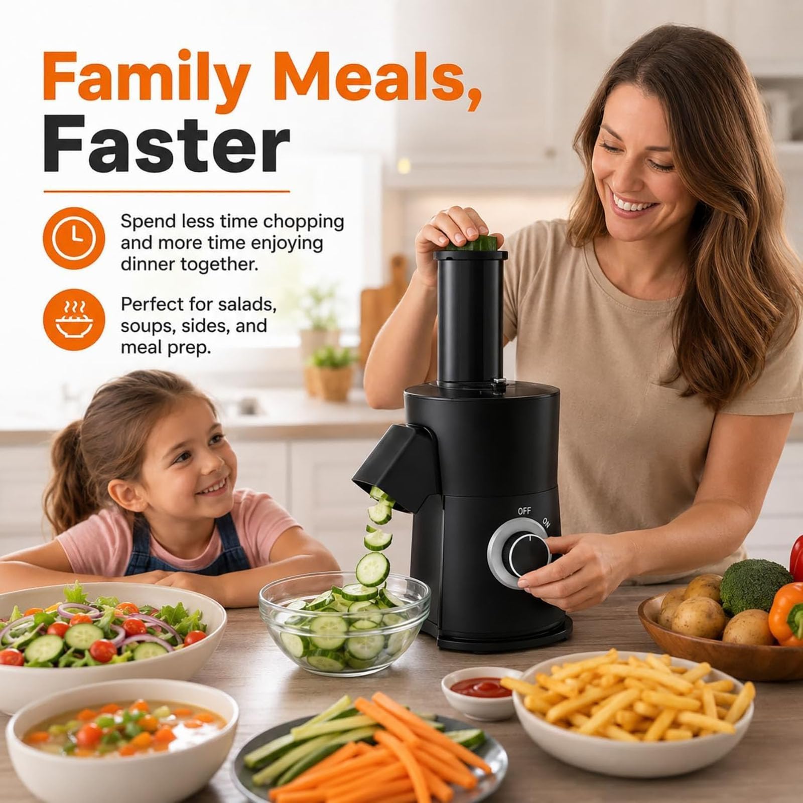 Picador eléctrico de verduras 7 en 1, cortador de 250 W, cortador y