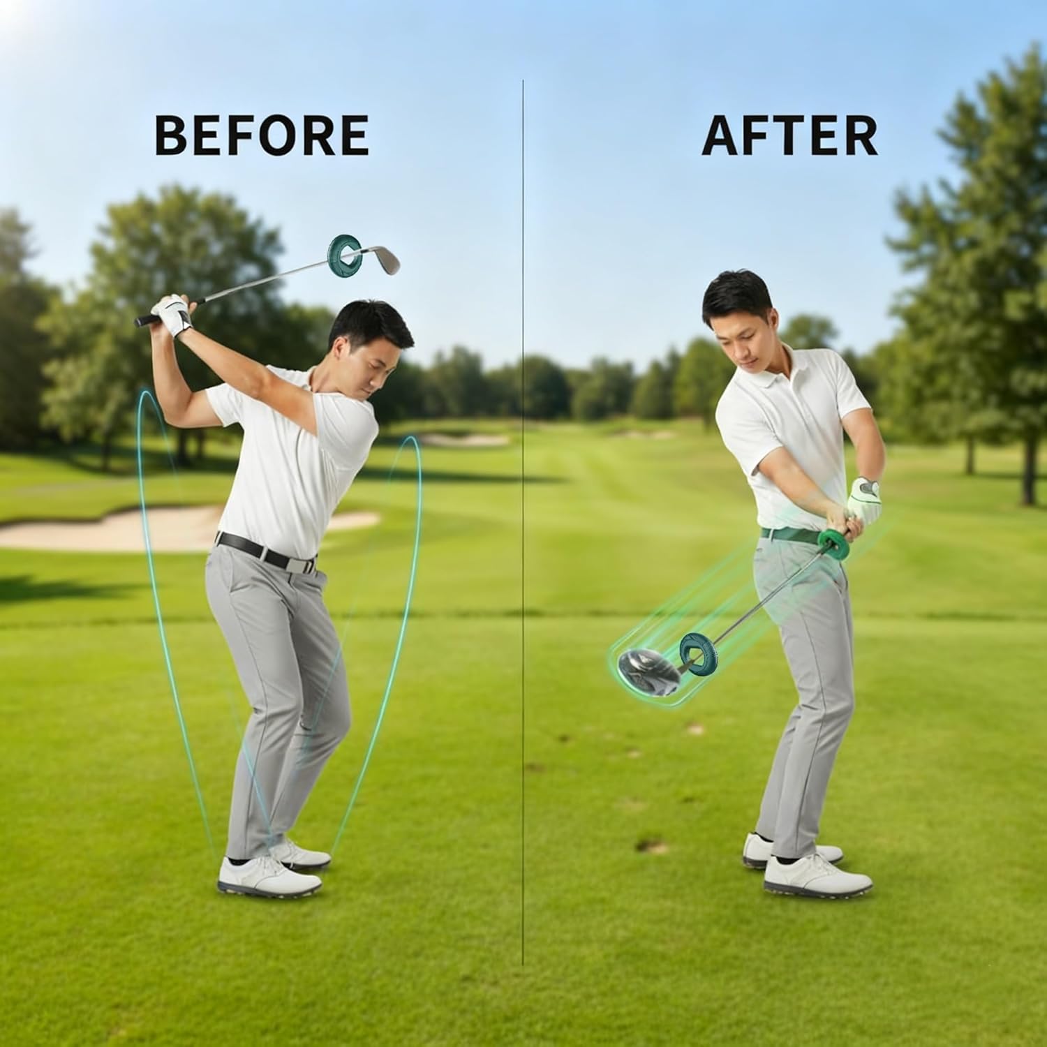 Golf Club Head Weight Ring – Slide-On Training Accessory to Improve Swing Tempo & Stability for Drivers, Woods and Irons(2PACK)