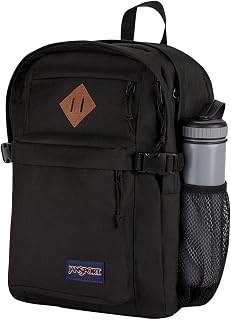 JanSport Main Campus FX Black Leather Trim Backpack with 15-Inch Laptop Pack