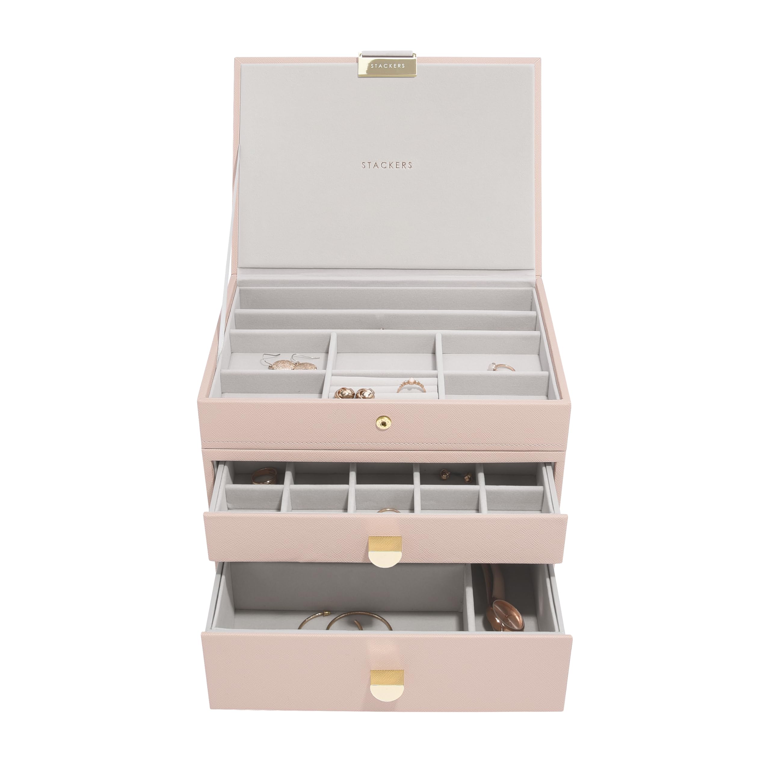 Stackers Blush + Champagne Gold Classic Hybrid Set Of 3