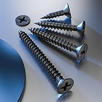 Vista 5 de (600 piezas) #8x5/8 Tornillo de madera negro de metal autorroscante de cabeza plana