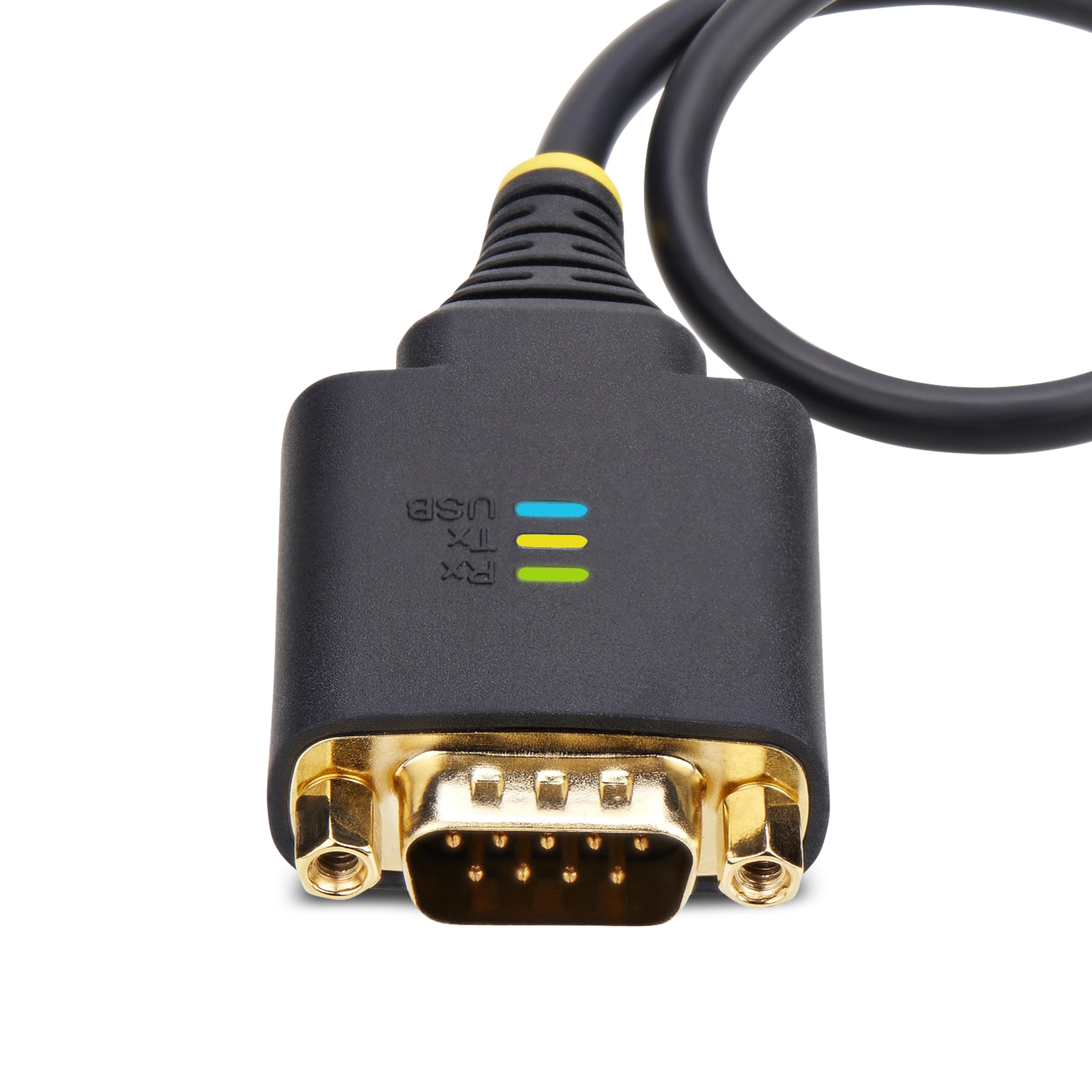 StarTech 30cm USB Seriell Kabel, USB-A auf DB9, FTDI (1P1FFC-USB-SERIAL) | RS232, COM Retention, LED, wechselbare DB9 Schrauben und Muttern, 921, 6 Kbps, ESD-Schutz