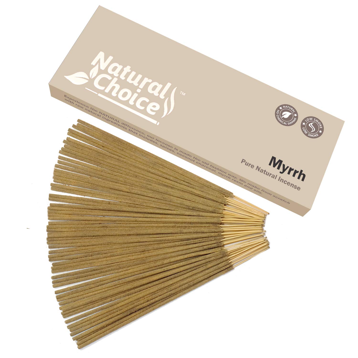Natural Choice Myrrh Incense Sticks 100 Grams, Low Smoke Traditional Incense Sticks Made from Scratch, Never Dipped