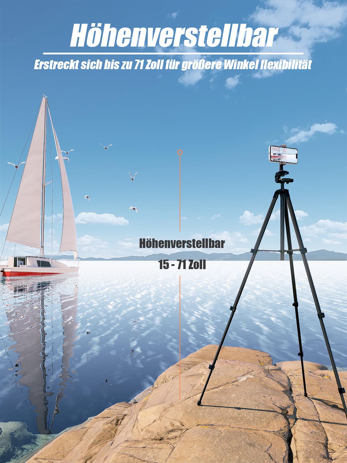 Stativ für Smartphone 180cm Kamera Stativ Leichtes Aluminium Handy Stativ mit Funkfernbedienung, Handyhalterung & Tasche, kompatibel mit Canon, Nikon, actioncam und Smartphones