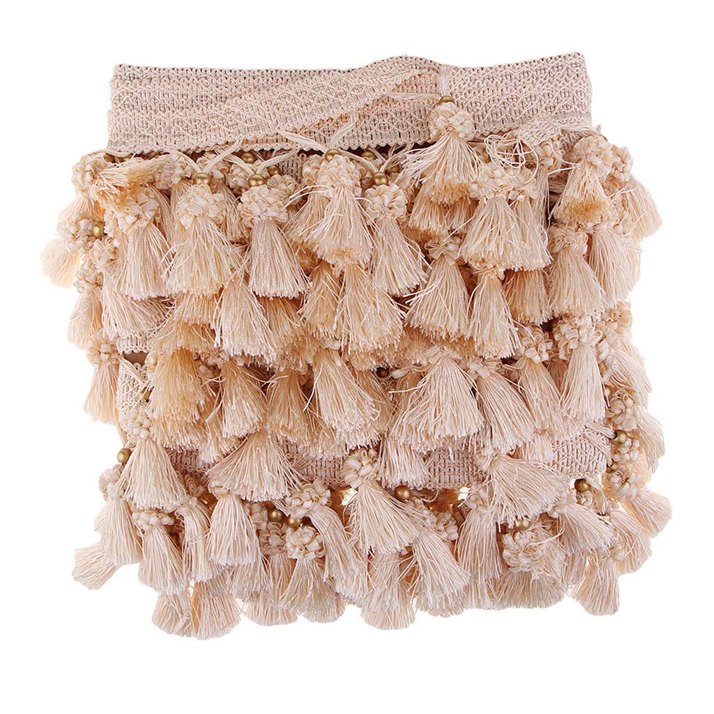 Bordure à franges vintage beige : réparez et embellissez vos vieux rideaux et coussins usés