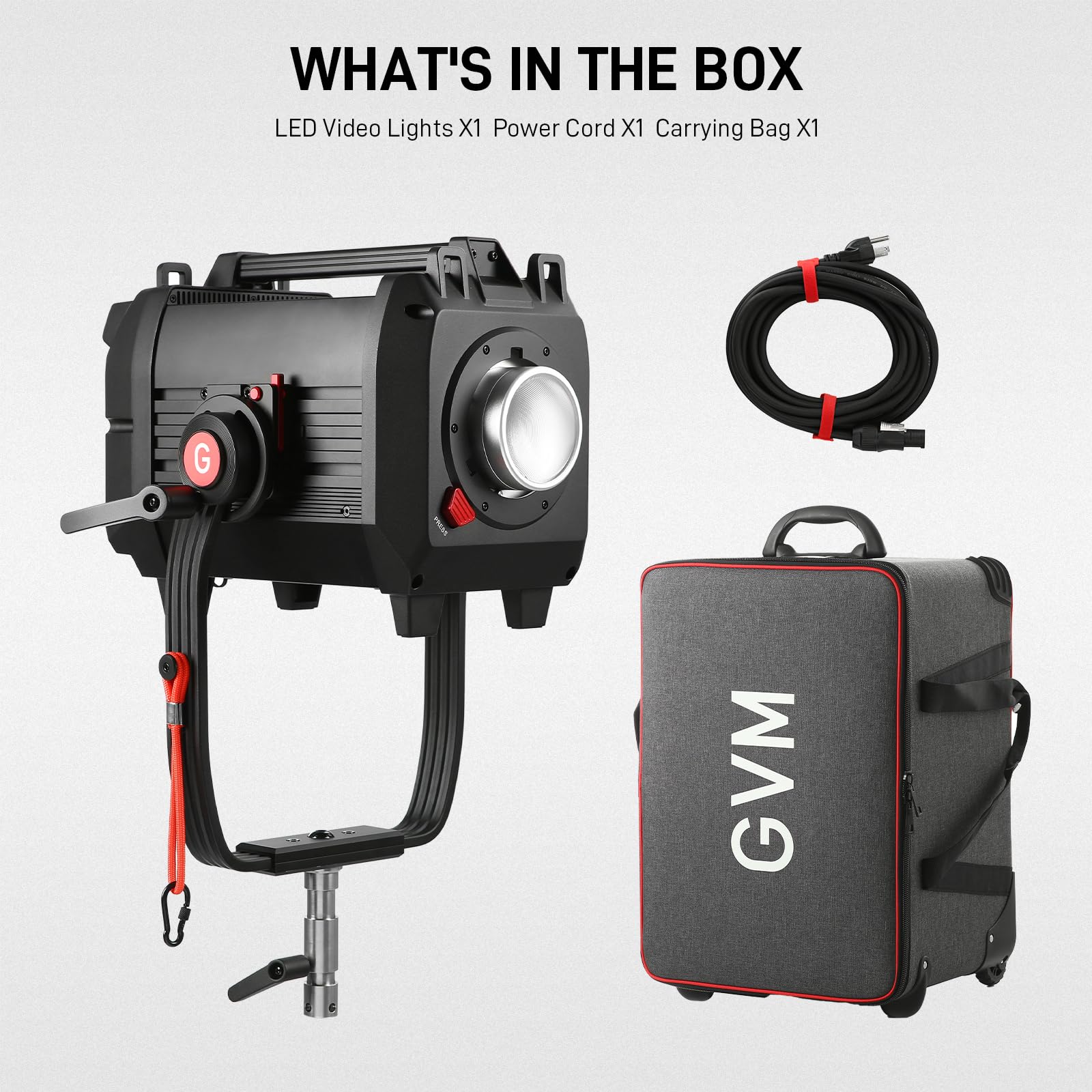 GVM - Luce video a LED da 1200 W, kit di illuminazione per film AIO 1200B, kit di illuminazione fotografica 42800lux/3 m con controllo DMX, illuminazione video in uscita continua per produzioni TV