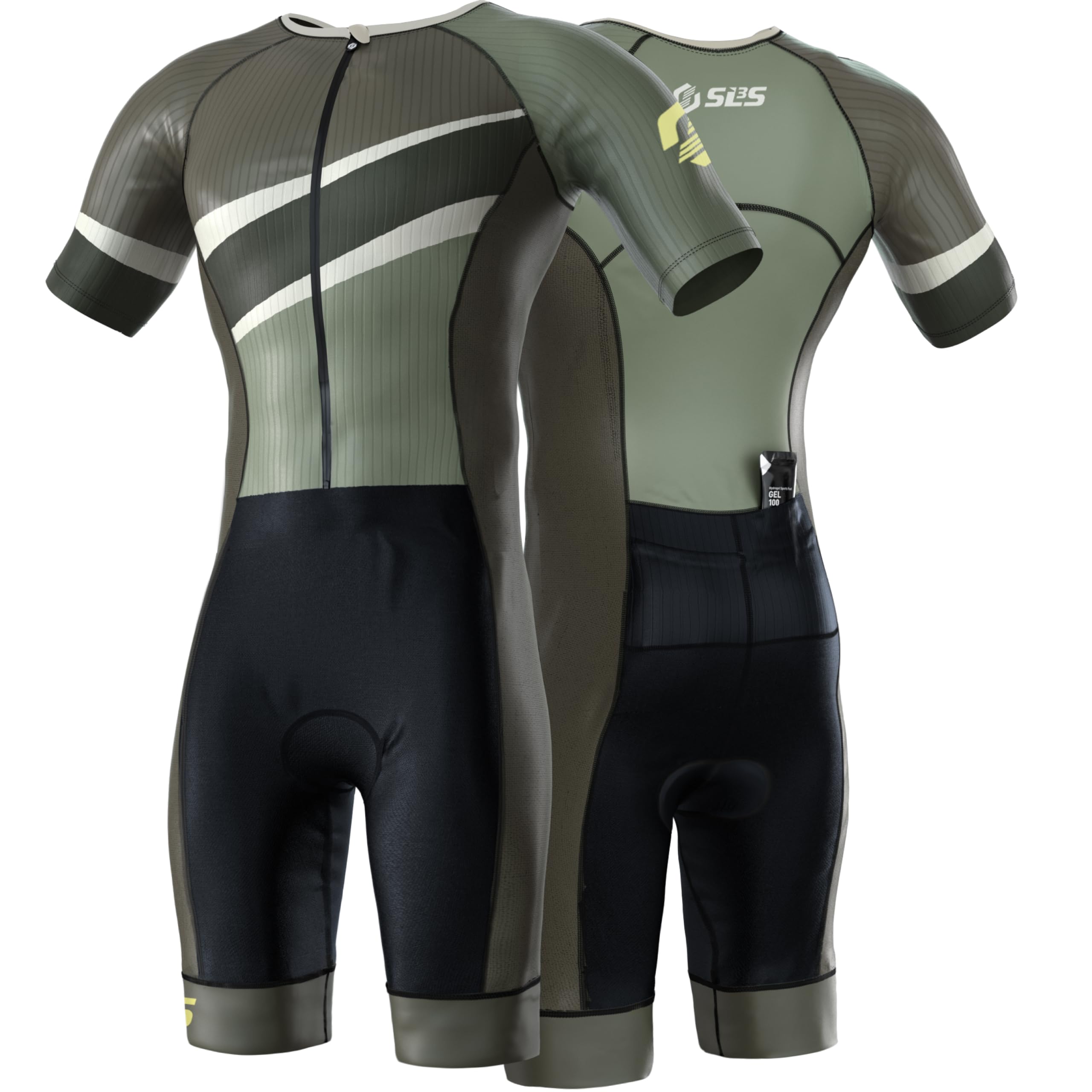 SLS3 Triathlon Suits Elite Aero Tri Suit Hombre - Triatlón Trisuit - Cremallera completa, mangas aerodinámicas, bolsillos internos y traseros