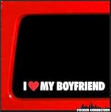 Sticker Connection | I Love My Boyfriend Heart | Woman Funny car Vinyl Sticker Decal Window, car, Truck, Window, Bumper | 1.25"x8.2" (White) (1)