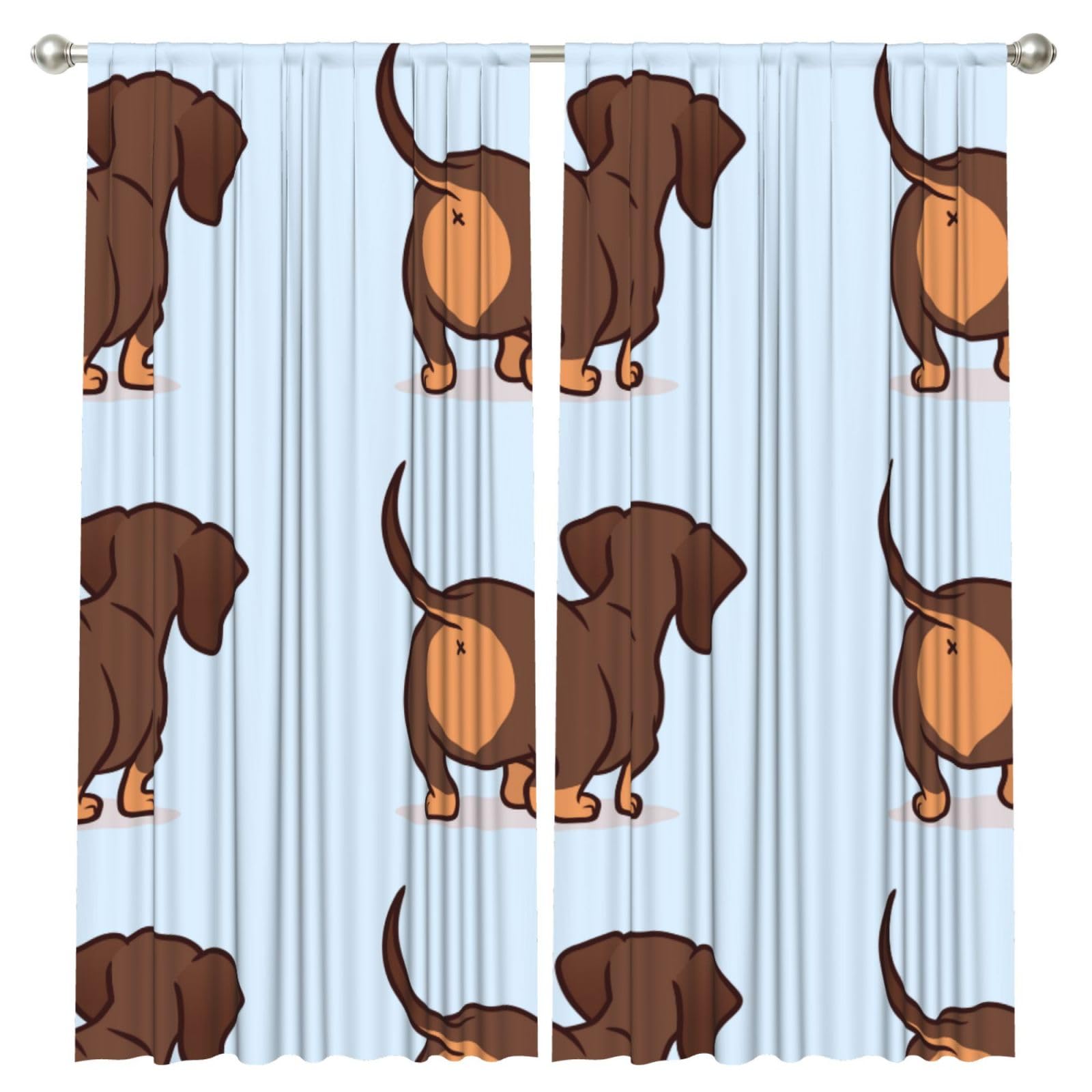 InOmak Cute Dachshund Dog, 2 Panels Window Curtains 52 x 84 Inch Blackout Curtains for Living Room Bedroom