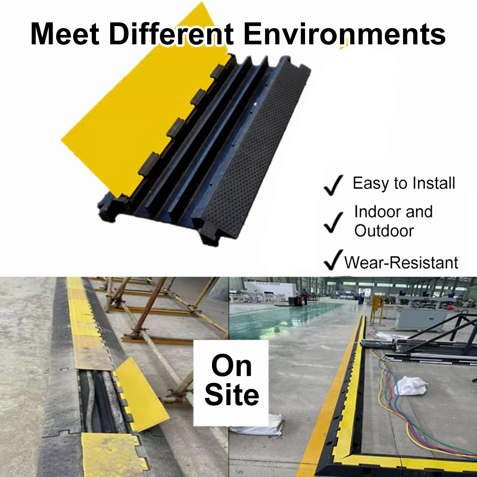 Pasacables de Suelo para Proteger Las Cables Protector de PVC y Caucho para Cable de Suelo de 4 Canales, Capacidad de Carga de 5000kg, para Uso en Exteriores e Interiores