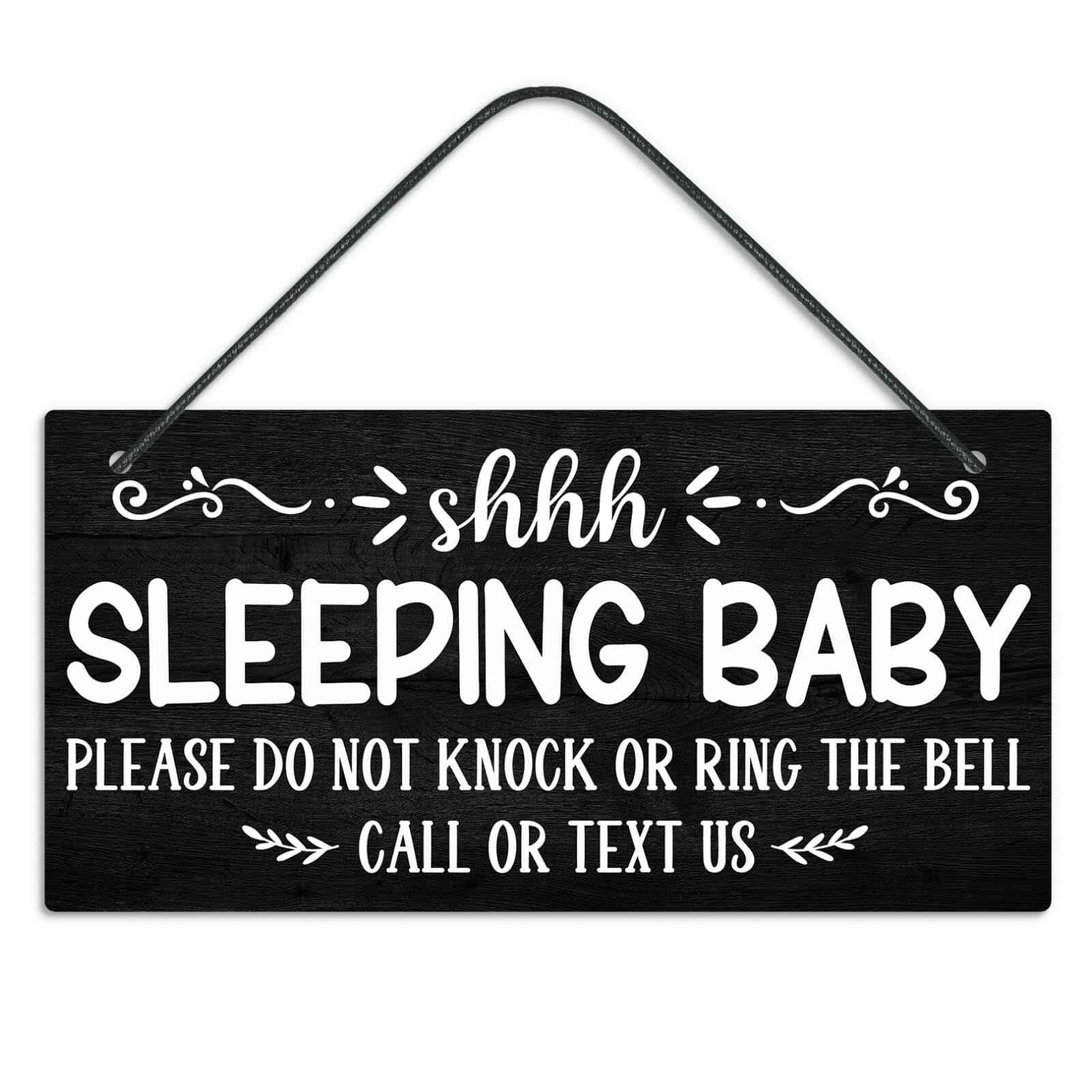 Putuo Decor Baby Sleeping Door Sign for Front Door PVC Shhh Baby Is Sleeping Do Not Knock or Ring Doorbell Door Hanger Sign No Soliciting Sign for Home Baby Room Nursery Kindergarten Decor