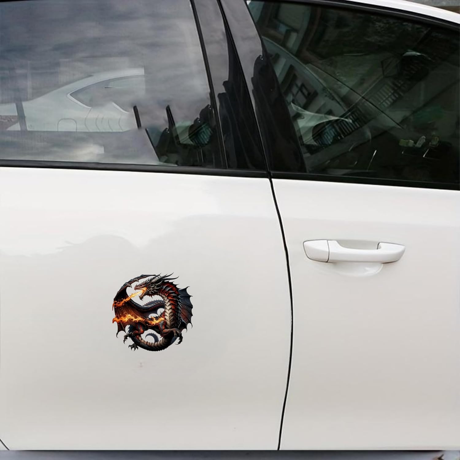 Durable Flame Dragon Car Sticker – 5.5 Inch Glossy Vinyl Car Body Stickers, Waterproof Car Sticker, Decorative Stickers for Cars, Motorcycles, Laptops, Suitcases, Helmets, Walls, Doors, 2 Pack image 4