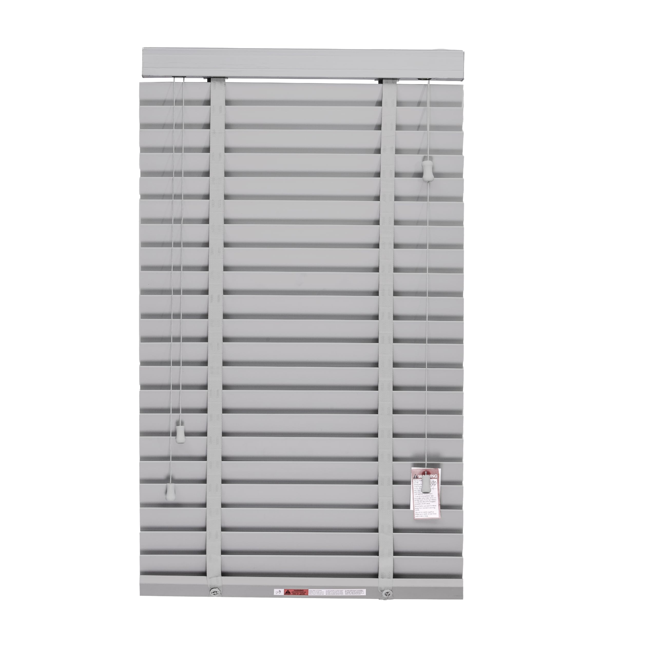 Funky Gadgets Faux Wood Blinds Wooden Grain window Venetian Blind 50mm Horizontal Smooth Slats with Tape White Silver/Grey TRIMMABLE Child Safe (Grey, W120cmxL150cm) โ image 1