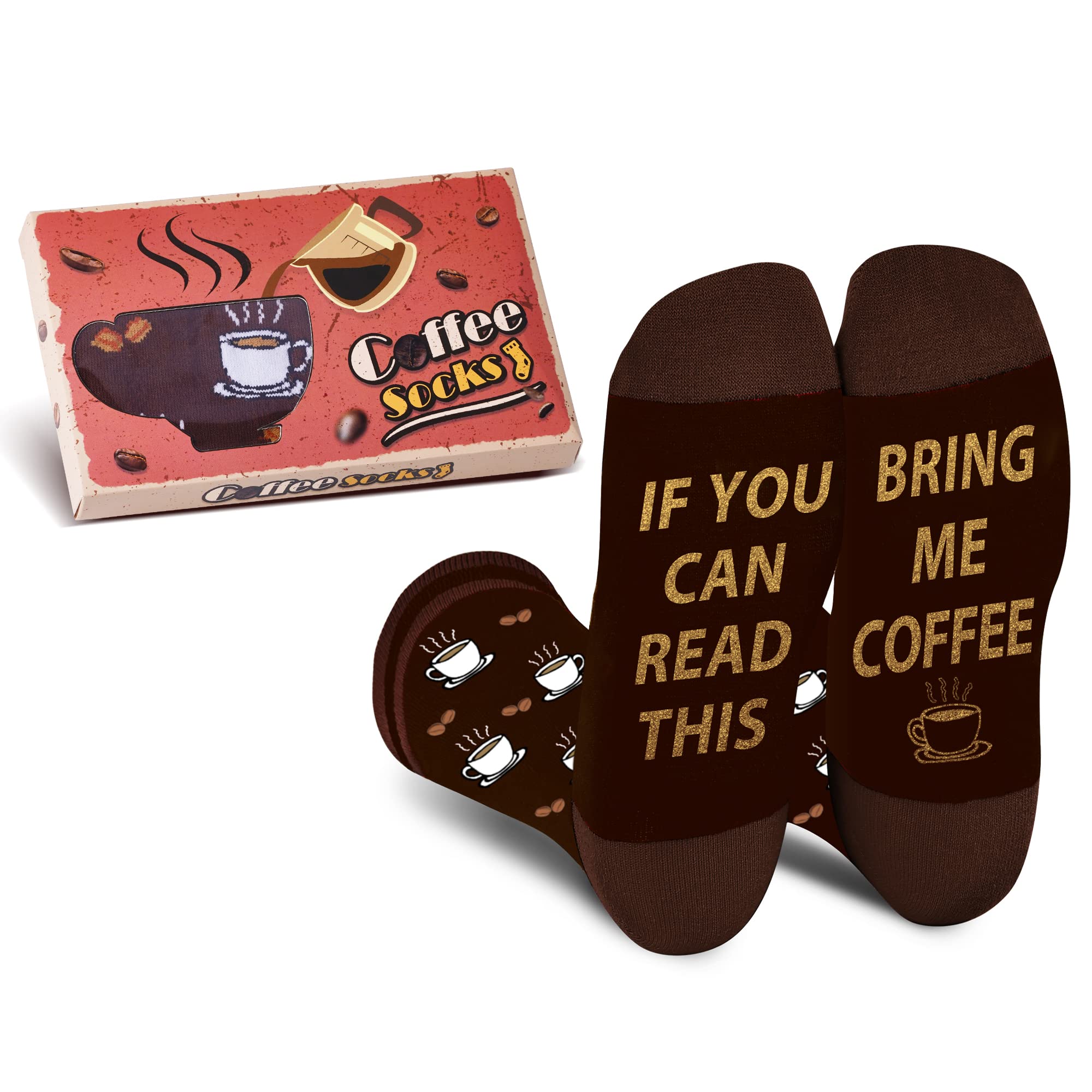 Agrimony Unisex Kc-Coffee-Set-M1-Eng Funny Socks For Men Dad Teenage Boys-If You Read Bring Me Coffee Lovers Novelty Fun Odd Food Socks- Funky Crazy Silly Barista Valentines Fathers Day Christmas Gifts Ideas Stocking Fillers