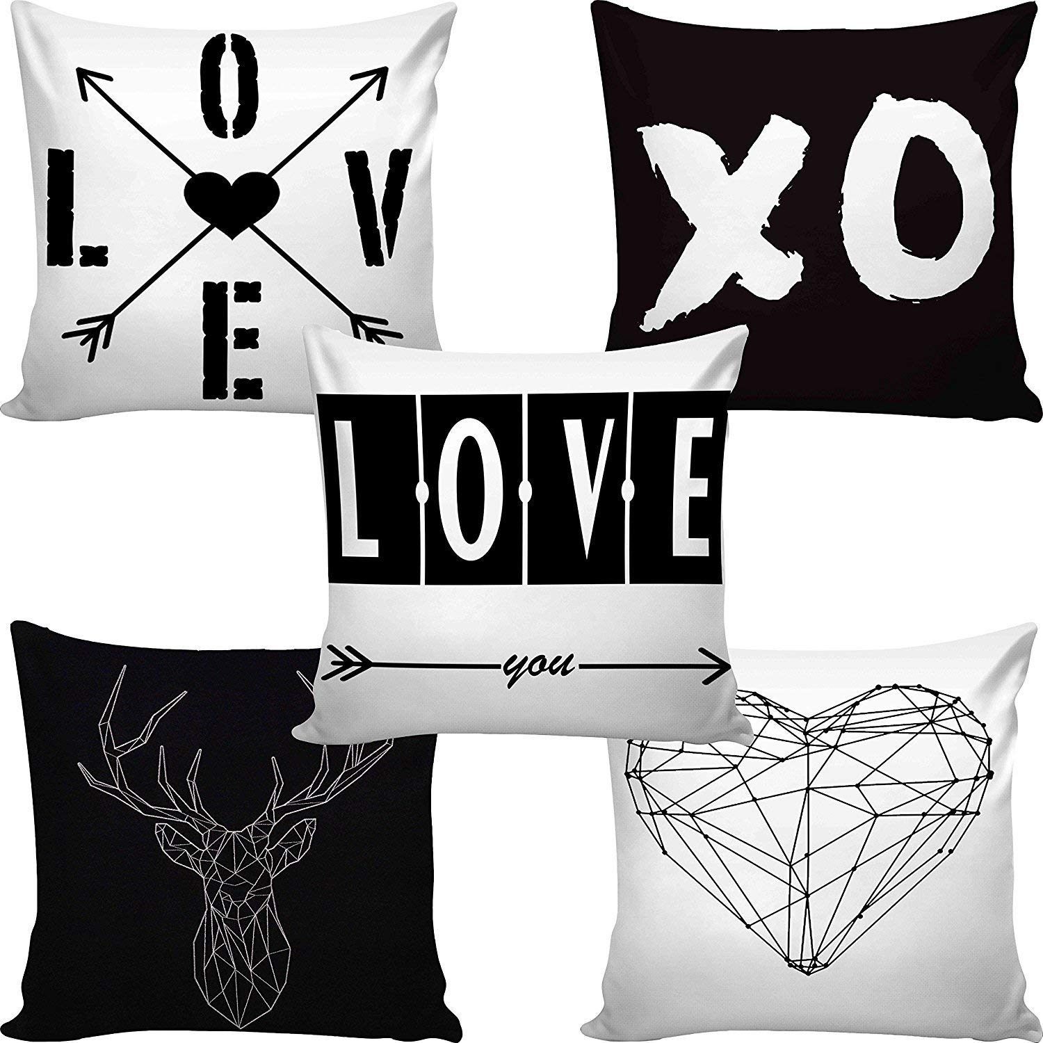 Akshant Gift Wrap Digital Cushion Cover Set of 5 12x12 inches -Multi (No Filler)