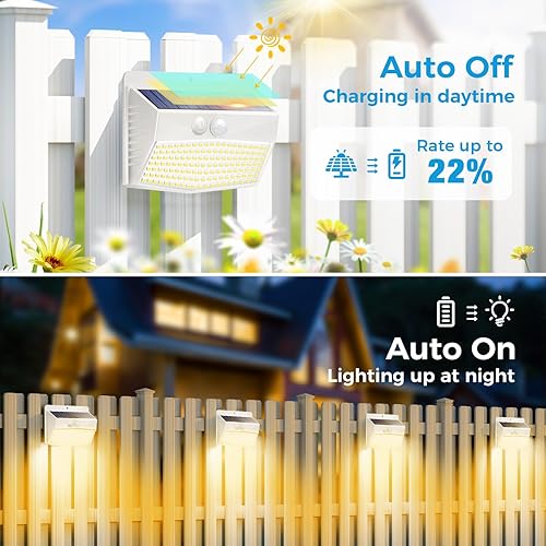 Vista 43 de Luces solares para exteriores con sensor de movimiento [138 LED/10 paquetes] Luz solar de seguridad para exteriores con 3 modos de iluminación