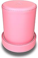 Vista 3 de Luck Lab Taza de dados de cuero rosa con tapa que incluye 6 dados de perlas a juego, interior de terciopelo rosa para agitación silenciosa, uso