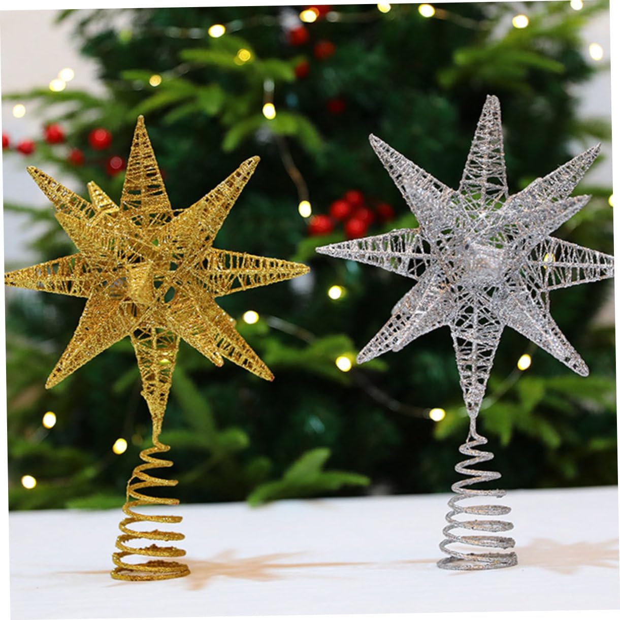 Zerodeko 1pezzi Decorazione per Albero di Natale in Ferro Stella Decorativa per Finestre Ciondolo Natalizio Unica Forma Ornamento Stella Resistente Tecnologia della Polvere da Spolvero